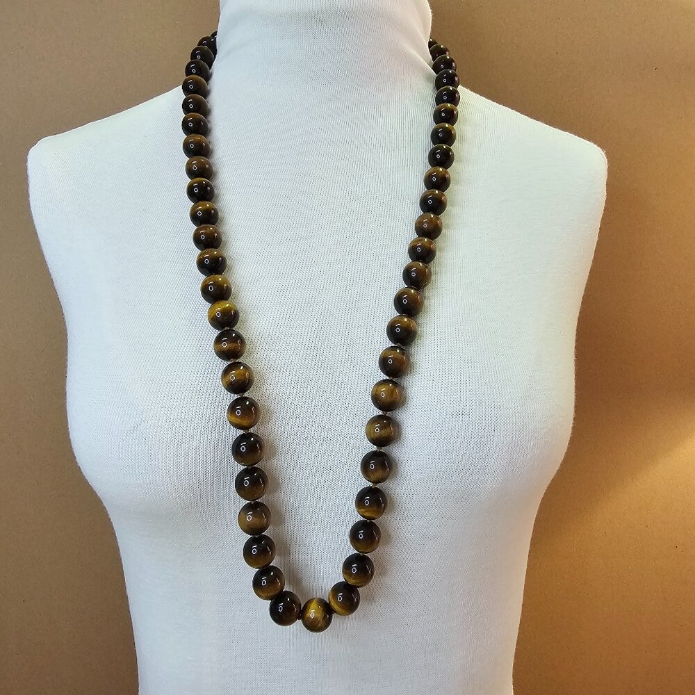 Vintage Tiger's Eye Quartz Single Strand Beaded Necklace